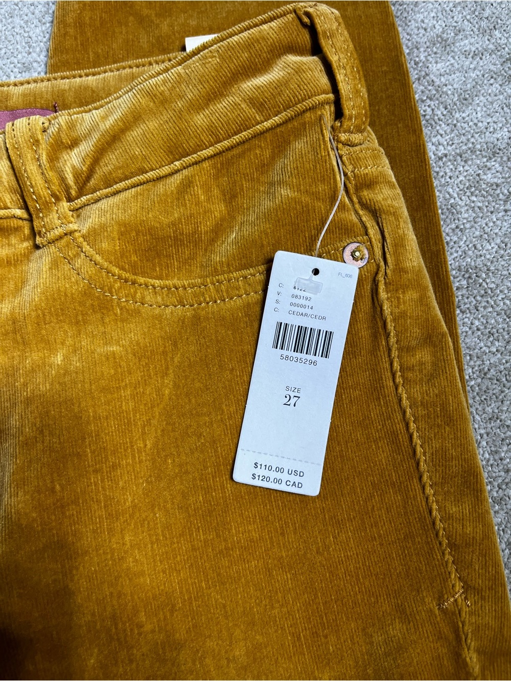 Pilcro Skinny High Rise Corduroy Jeans in Cedar 27 - Picture 2 of 13